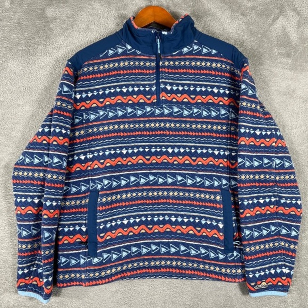 Chubbies Fleece Pullover Womens Large Aztec 1/4‎ Zip Jacket Colorful Retro Cozy
